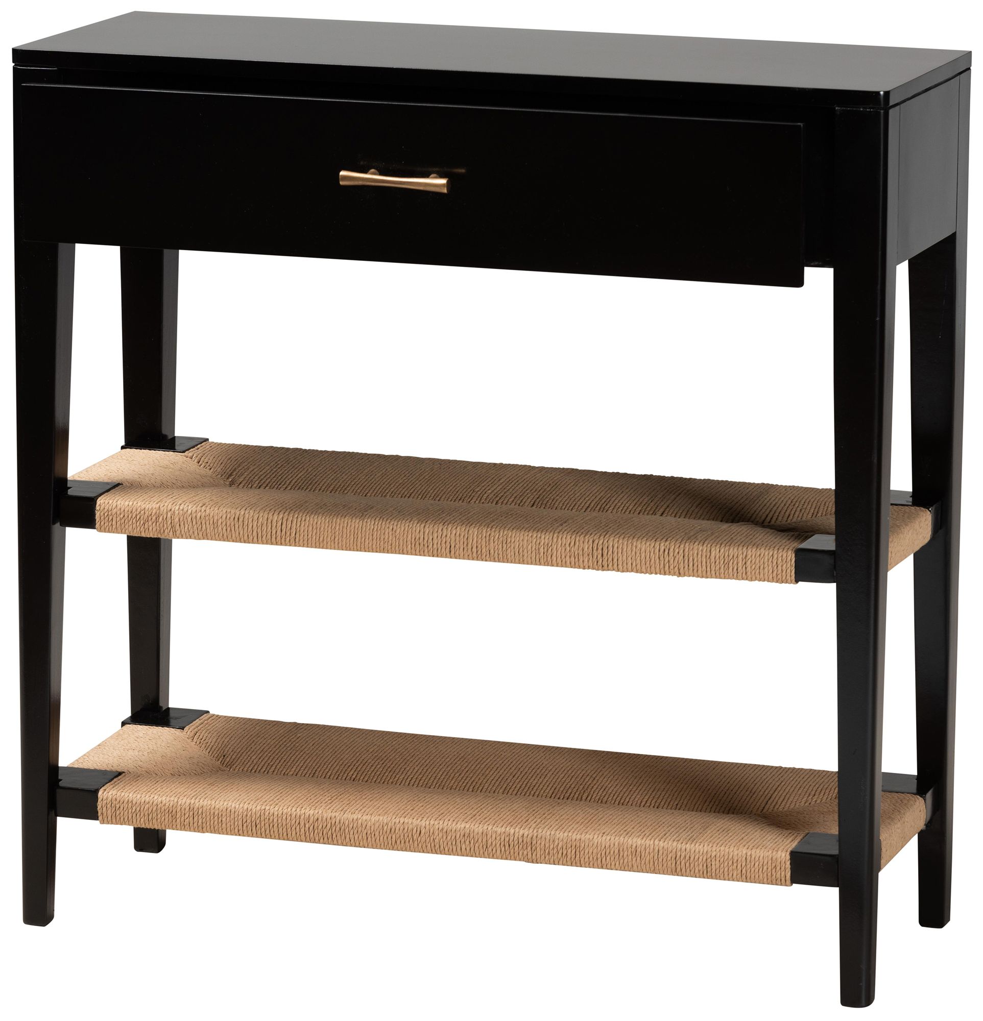 Image 6 Freya 31 1/2" Wide Black Wood Rectangular 1-Drawer Console Table more views