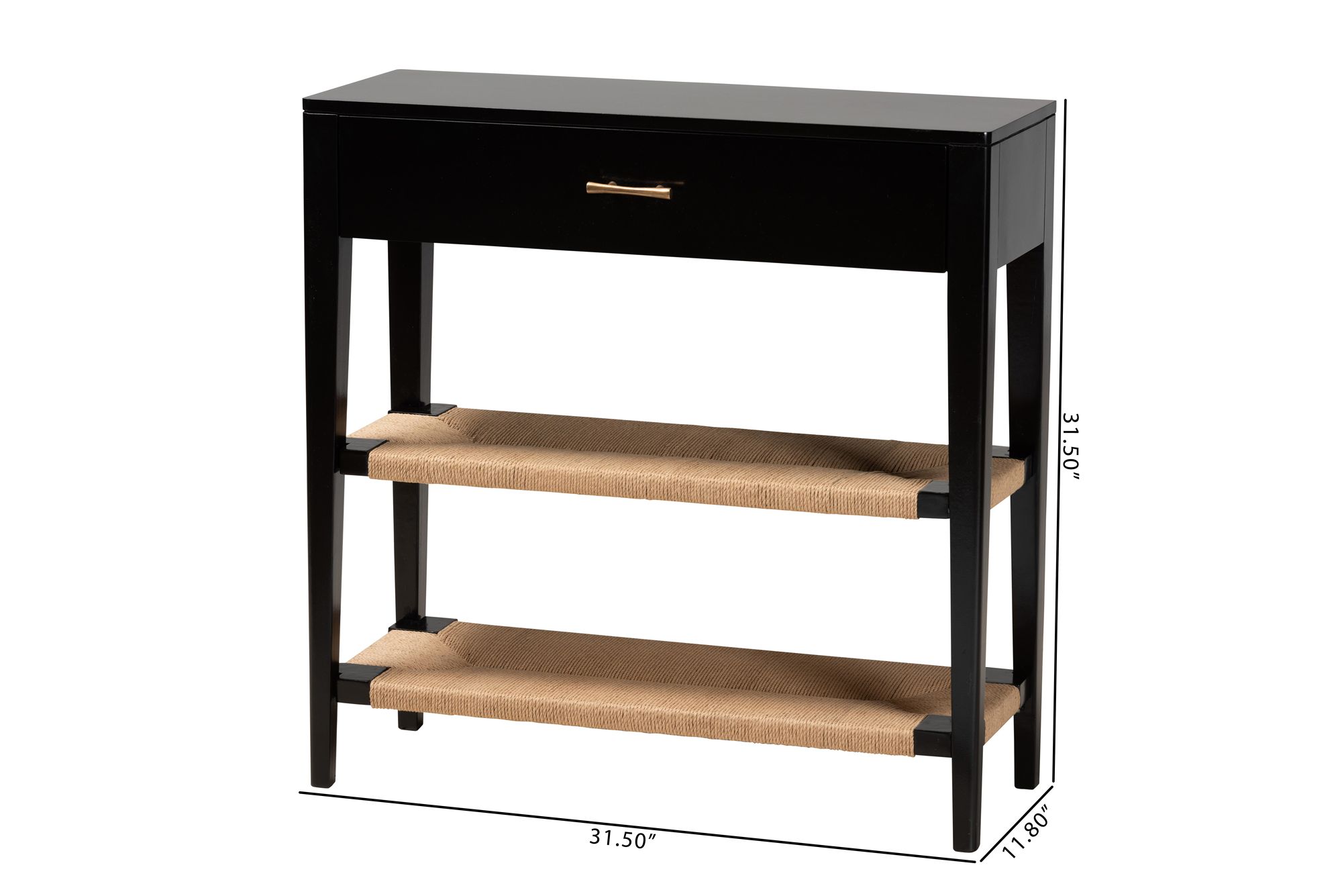 Freya 31 1/2" Wide Black Wood Rectangular 1-Drawer Console Table