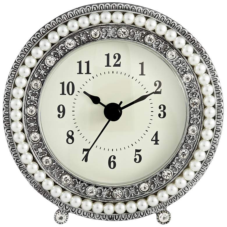Image 1 Freya 4 1/2 inch Round Silver Table Clock