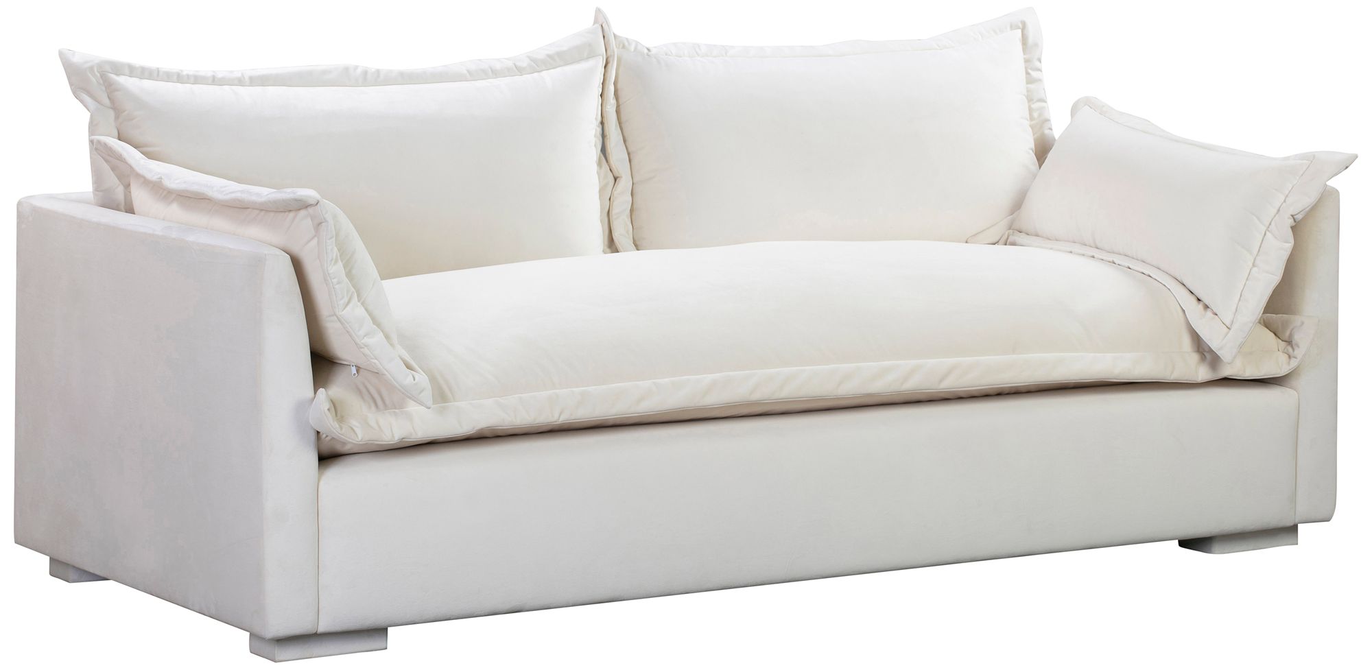 Freya 84 1/4" Wide Cream Velvet Sofa with Throw Pillows