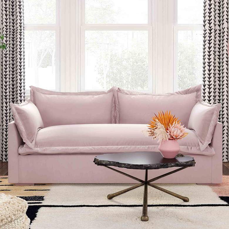 Image 1 Freya 84 1/4" Wide Mauve Velvet Sofa with Throw Pillows