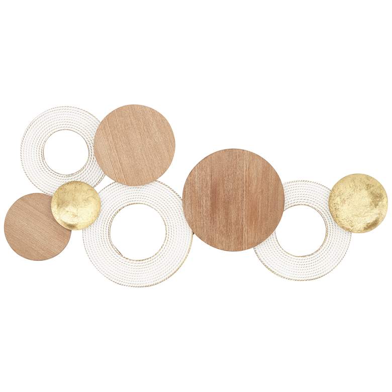 Image 2 Friar 44 1/4" Wide White Gold Wood Disk Wall Art
