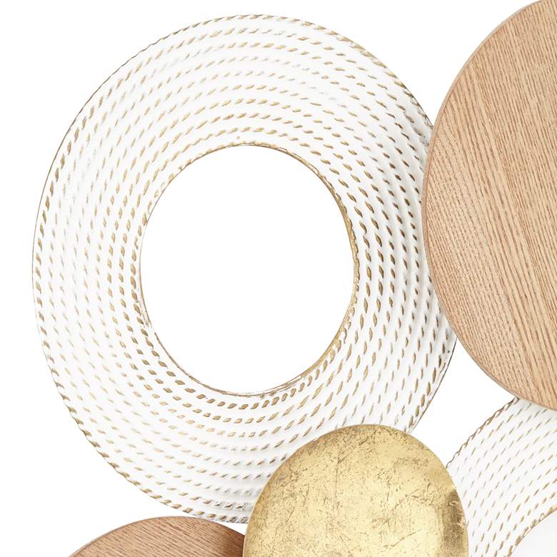 Image 3 Friar 44 1/4" Wide White Gold Wood Disk Wall Art more views