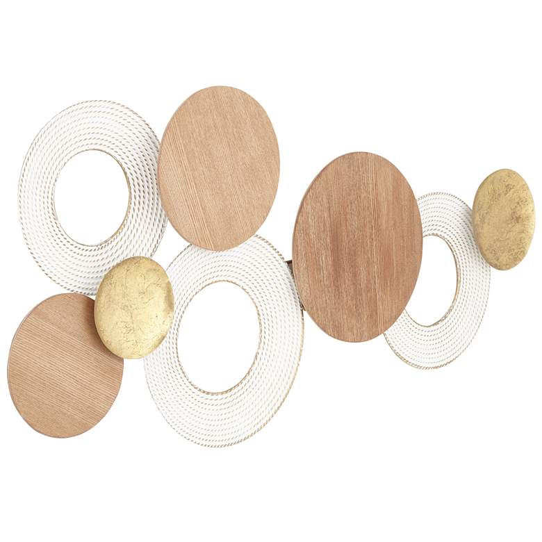 Image 5 Friar 44 1/4" Wide White Gold Wood Disk Wall Art more views