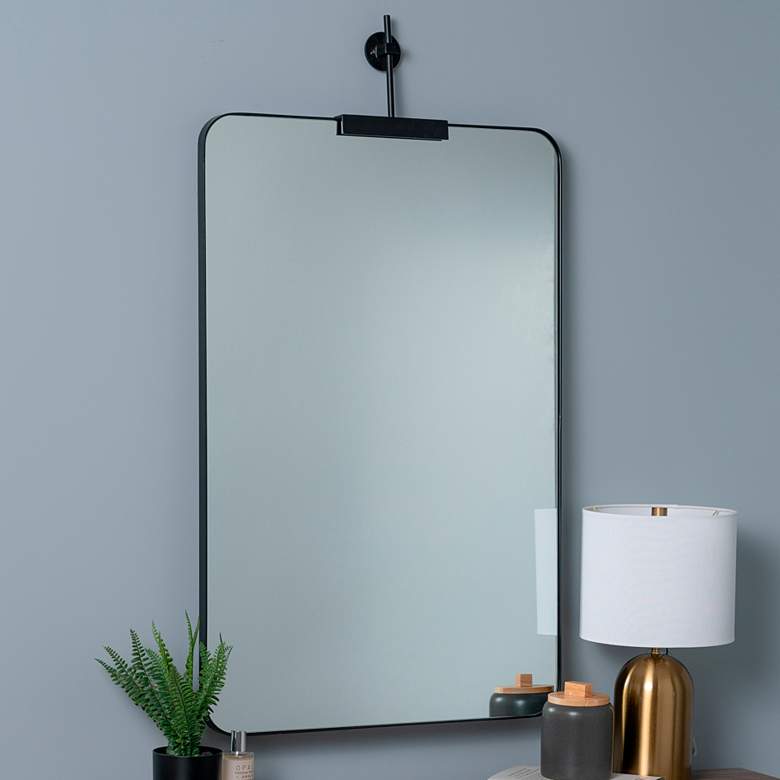 Image 1 Frida Shiny Black 23 3/4 inch x 36 inch Rectangular Wall Mirror