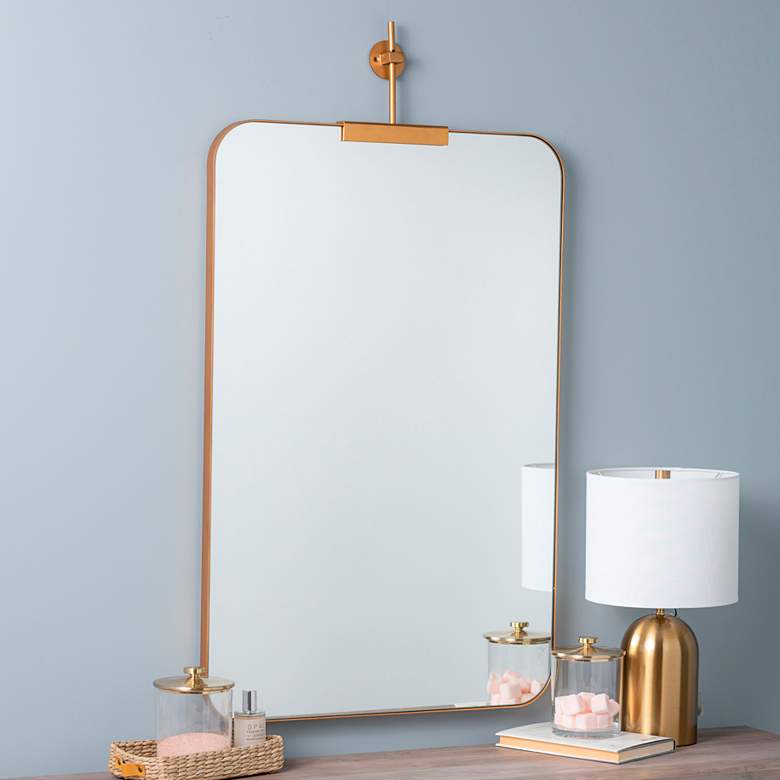 Image 1 Frida Shiny Gold 23 3/4 inch x 42 inch Rectangular Wall Mirror
