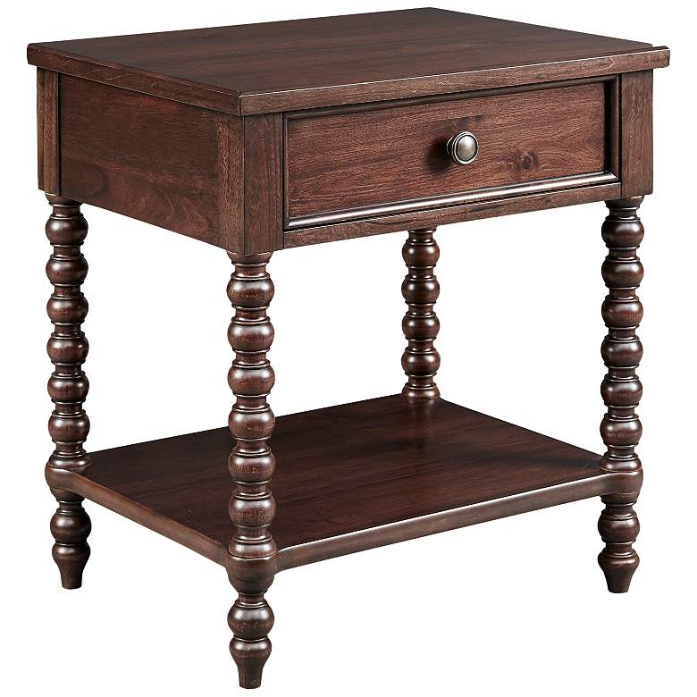Image 1 Frieda 24" Wide Deep Brown Wood 1-Drawer Nightstand