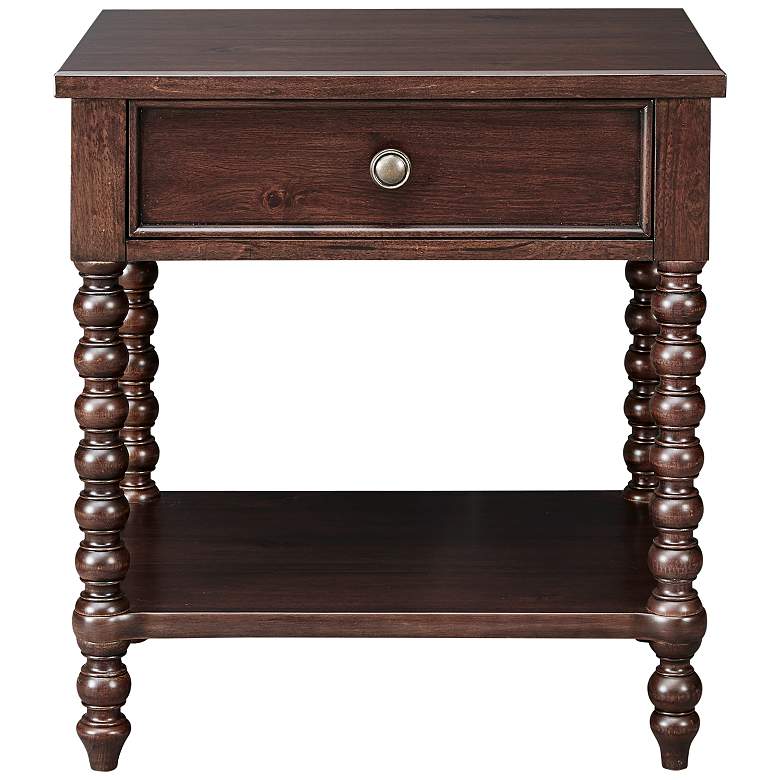 Image 2 Frieda 24" Wide Deep Brown Wood 1-Drawer Nightstands Set of 2 more views