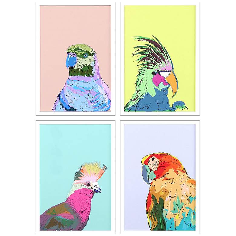 Image 1 Friendly Parrots 17"W x 25"H Framed Art Set of 4