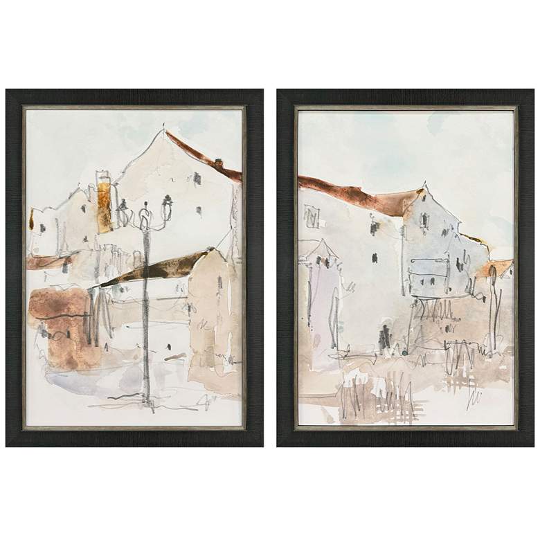 Image 1 Frigiliana Sketch 24"W x 34"H Transitional Framed Art Set of 2