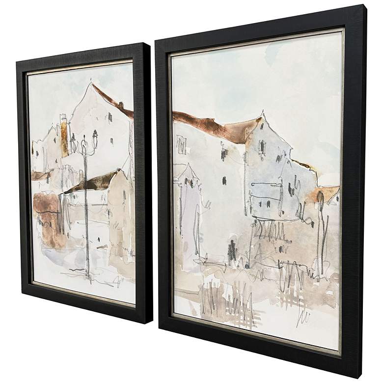 Image 2 Frigiliana Sketch 24"W x 34"H Transitional Framed Art Set of 2 more views