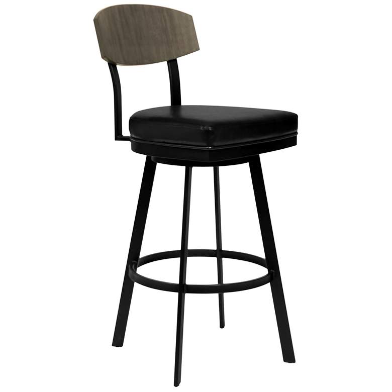 Image 1 Frisco 26 in. Barstool in Black Faux Leather and Matte Black Finish