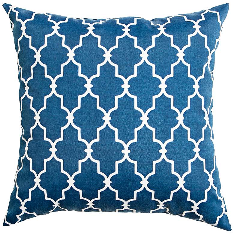 Image 1 Frisco Navy Geometric 18" Square Indoor-Outdoor Pillow