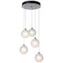 Fritz 15.4" Wide 5-Light Sterling Globe Pendant With Frosted Glass