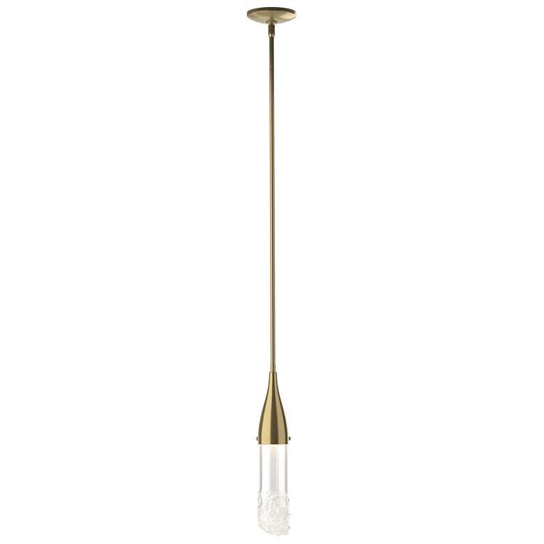 Image 1 Fritz 3.3" Wide Modern Brass Mini-Pendant With Clear Glass Shade