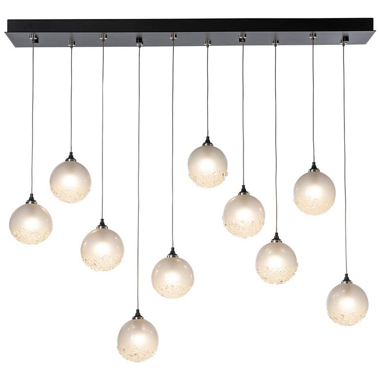 Image 1 Fritz 9.4" Wide 10-Light Black Globe Pendant With Frosted Glass