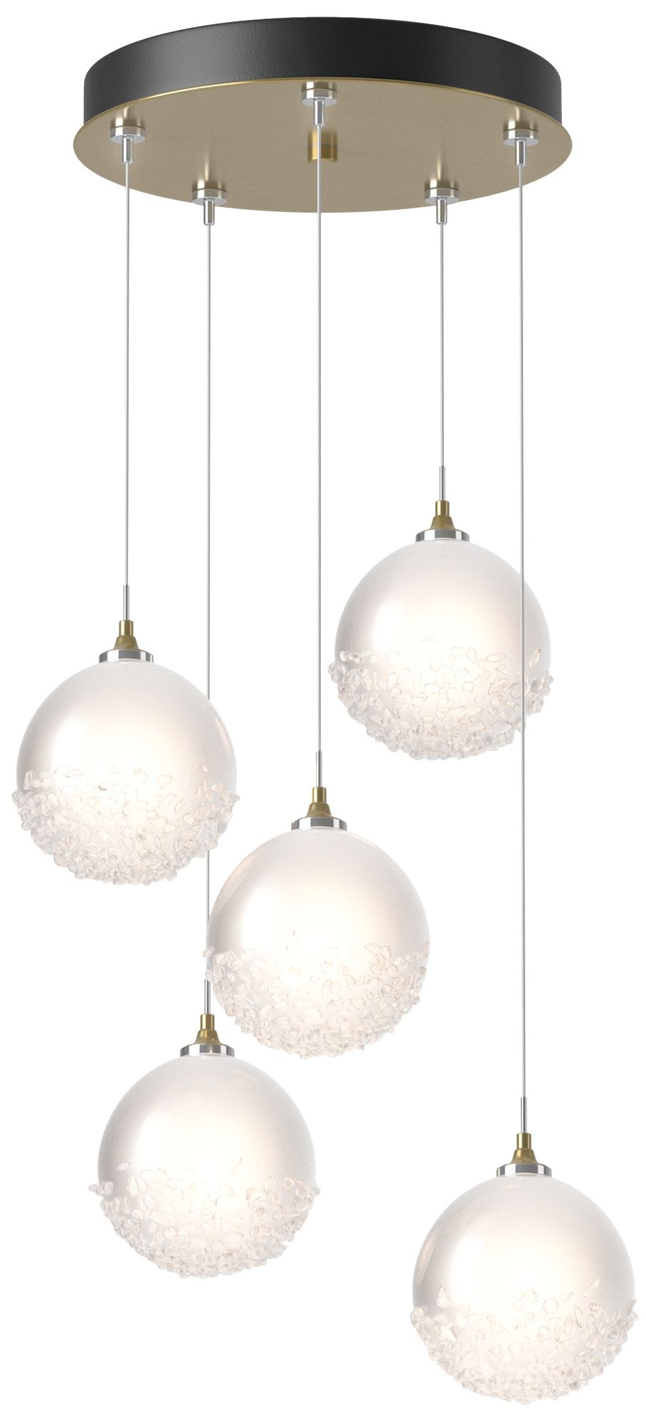 Fritz Globe 15.4" 5-Light Modern Brass Pendant w/Frosted Sh Made to Or
