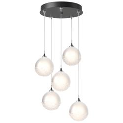 Fritz Globe 15.4&quot; Wide 5-Light Black Long Pendant With Frosted Glass S