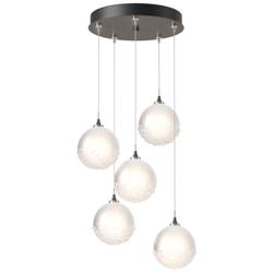 Fritz Globe 15.4&quot; Wide 5-Light Bronze Long Pendant With Frosted Glass