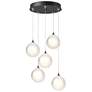 Fritz Globe 15.4" Wide 5-Light Ink Long Pendant With Frosted Glass Sha