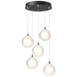 Fritz Globe 15.4&quot; Wide 5-Light Ink Long Pendant With Frosted Glass Sha