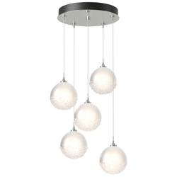 Fritz Globe 15.4&quot; Wide 5-Light Sterling Long Pendant w/ Frosted Glass