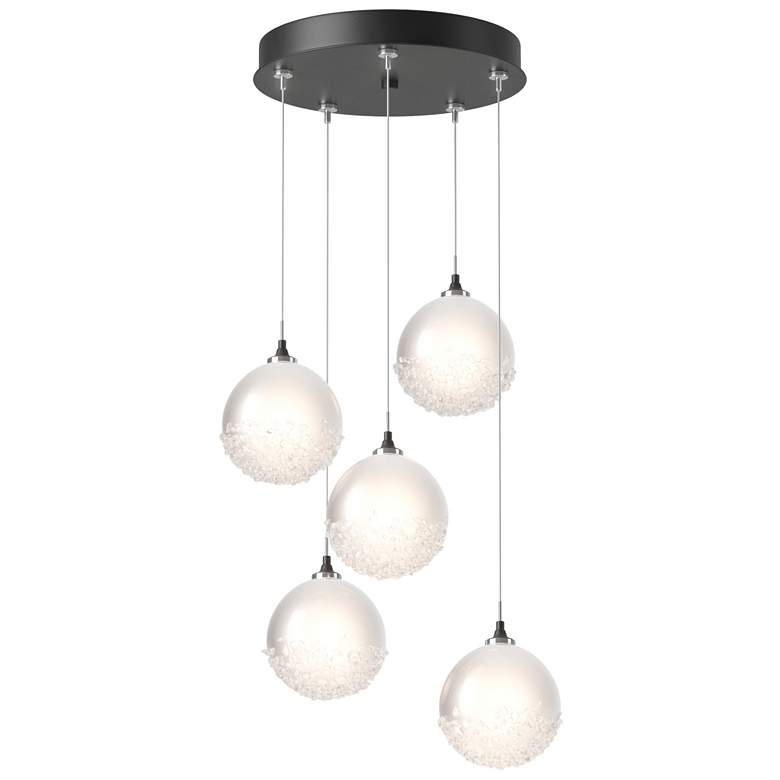 Image 1 Fritz Globe 15.4"W 5-Light Black Standard Pendant w/ Frosted Glass Sha