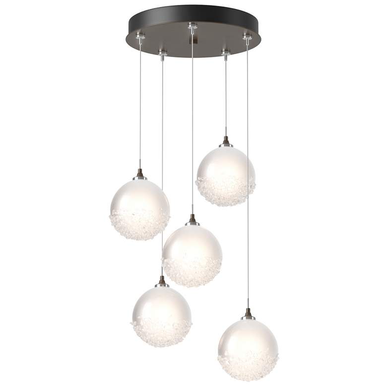 Image 1 Fritz Globe 15.4"W 5-Light Bronze Standard Pendant w/ Frosted Glass Sh