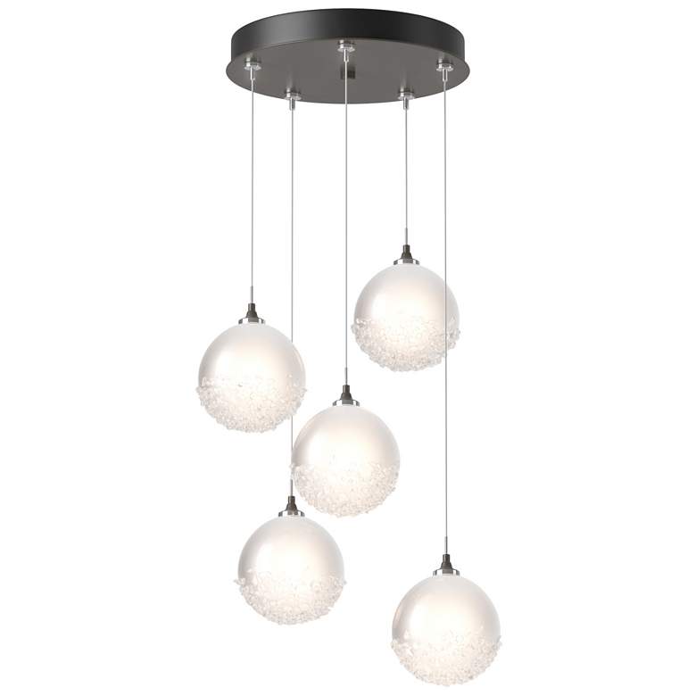 Image 1 Fritz Globe 15.4"W 5-Light Dark Smoke Standard Pendant w/ Frosted Shad