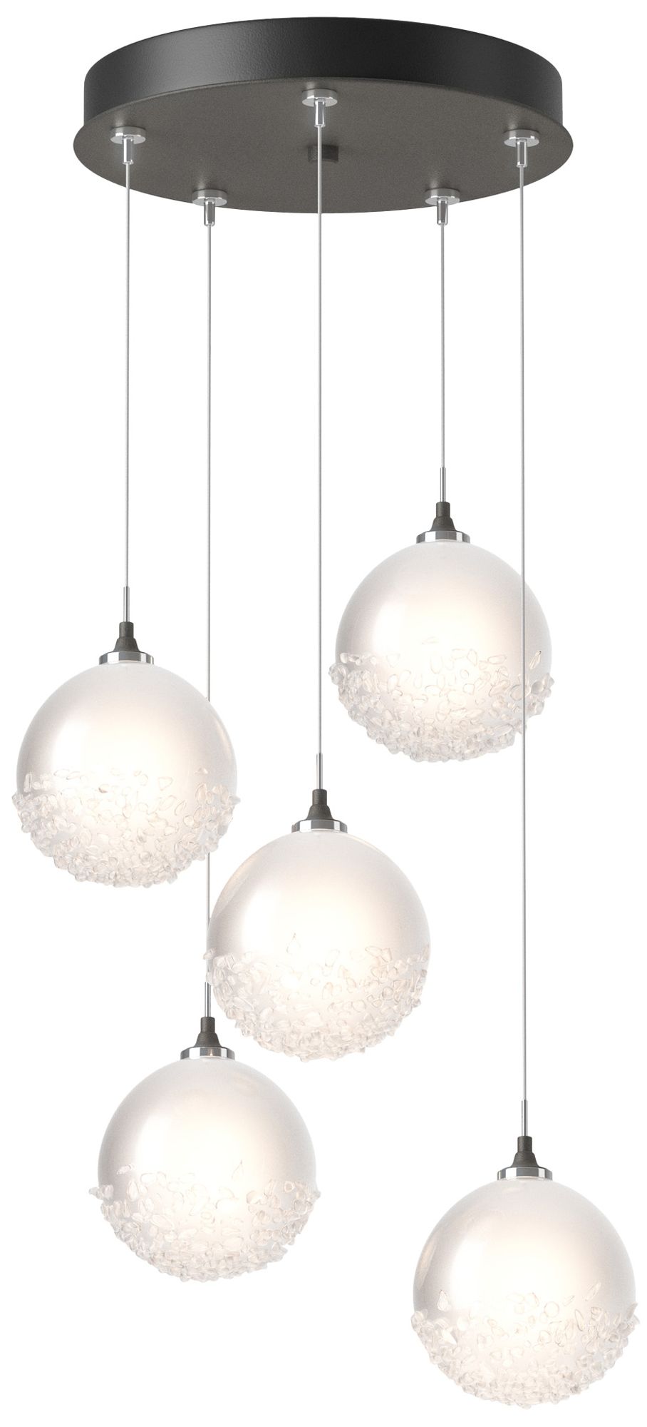 Fritz Globe 15.4"W 5-Light Iron Long Pendant w/Frosted Glass Made to O