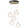 Fritz Globe 15.4"W 5-Light Modern Brass Long Pendant w/ Frosted Glass