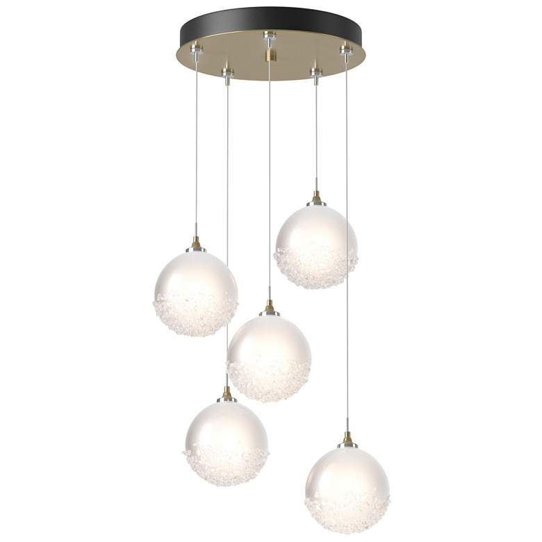 Image 1 Fritz Globe 15.4"W 5-Light Modern Brass Standard Pendant w/ Frosted Sh