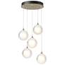 Fritz Globe 15.4"W 5-Light Modern Brass Standard Pendant w/ Frosted Sh
