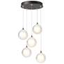 Fritz Globe 15.4"W 5-Light Natural Iron Long Pendant w/ Frosted Glass 