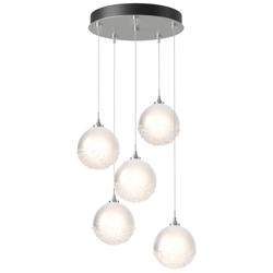 Fritz Globe 15.4&quot;W 5-Light Platinum Standard Pendant w/ Frosted Shade