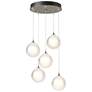 Fritz Globe 15.4"W 5-Light Soft Gold Standard Pendant w/ Frosted Shade