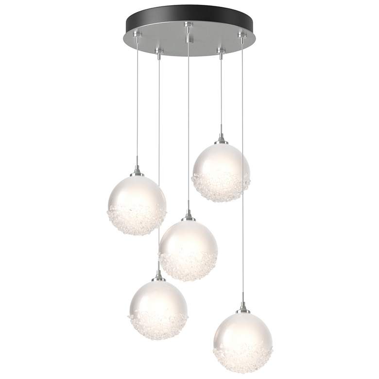 Image 1 Fritz Globe 15.4"W 5-Light Vintage Platinum Long Pendant w/ Frosted Sh