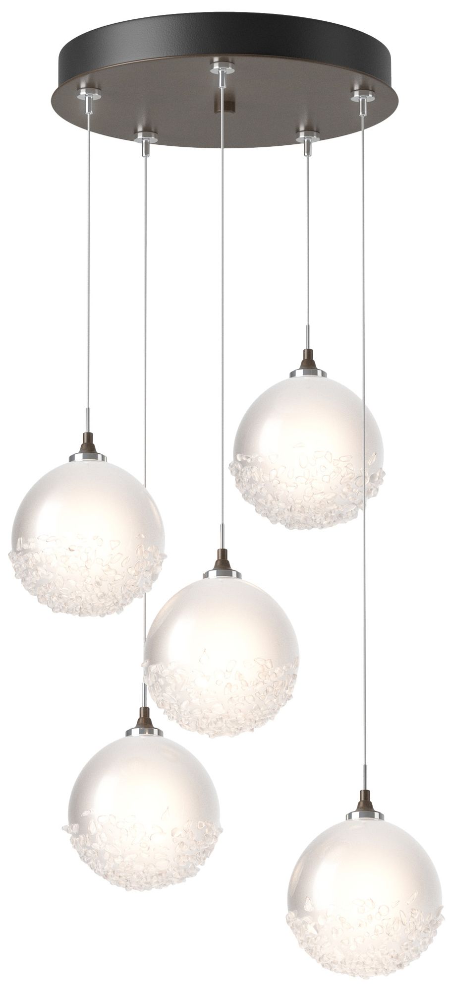 Fritz Globe 15.4"W 5-Bronze Pendantdant w/Frosted Glass Sh Made to Order