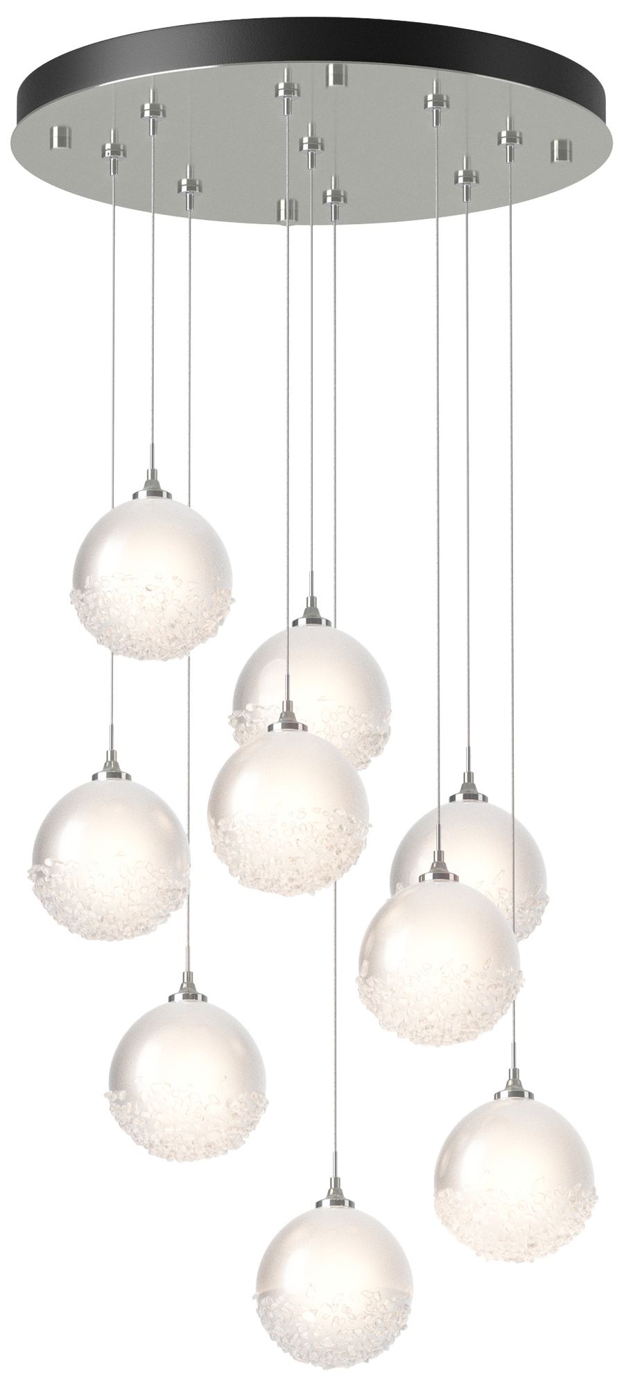 Fritz Globe 20.5" 9-Light Sterling Long Pendant Made to Order
