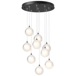 Fritz Globe 20.5&quot; Wide 9-Light Ink Long Pendant With Frosted Glass Sha
