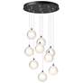 Fritz Globe 20.5" Wide 9-Light Ink Long Pendant With Frosted Glass Sha