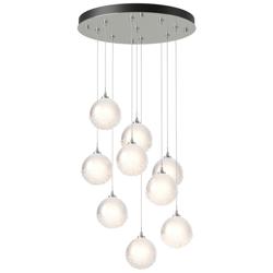 Fritz Globe 20.5&quot; Wide 9-Light Sterling Long Pendant w/ Frosted Glass