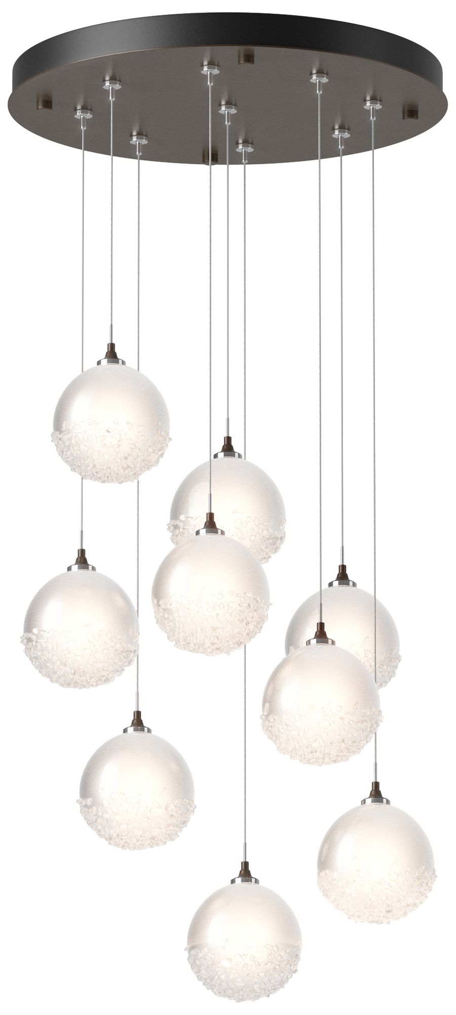 Fritz Globe 20.5"W 9-Bronze Long Pendant w/Frosted Glass Made to Order