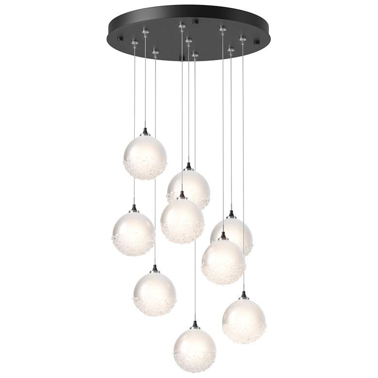 Image 1 Fritz Globe 20.5"W 9-Light Black Standard Pendant w/ Frosted Glass Sha