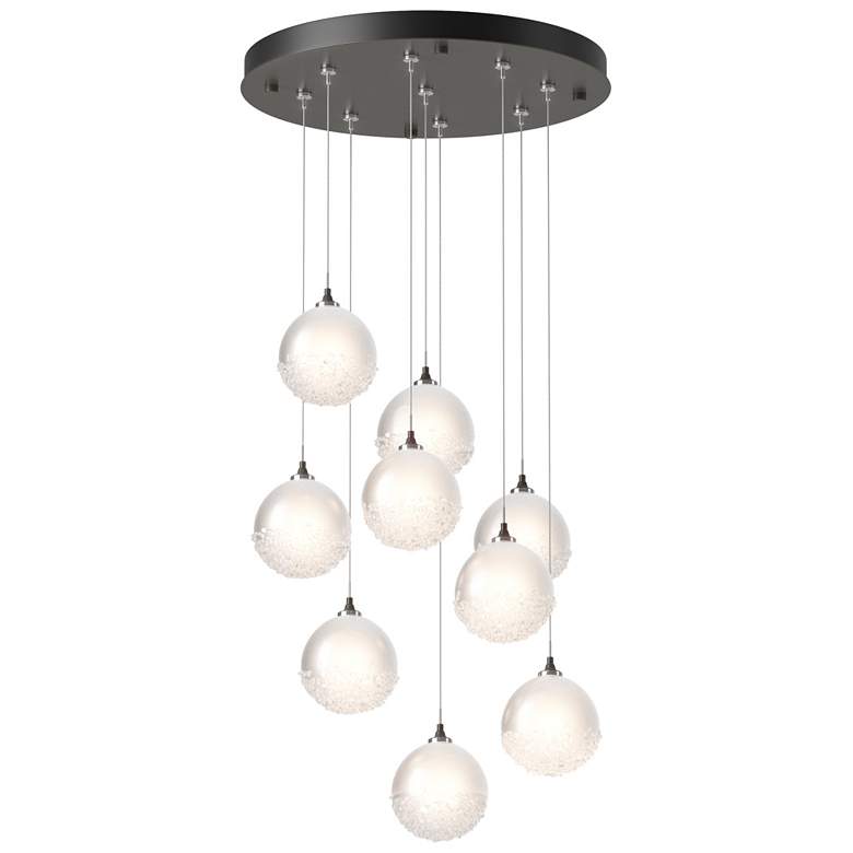 Image 1 Fritz Globe 20.5"W 9-Light Dark Smoke Standard Pendant w/ Frosted Shad