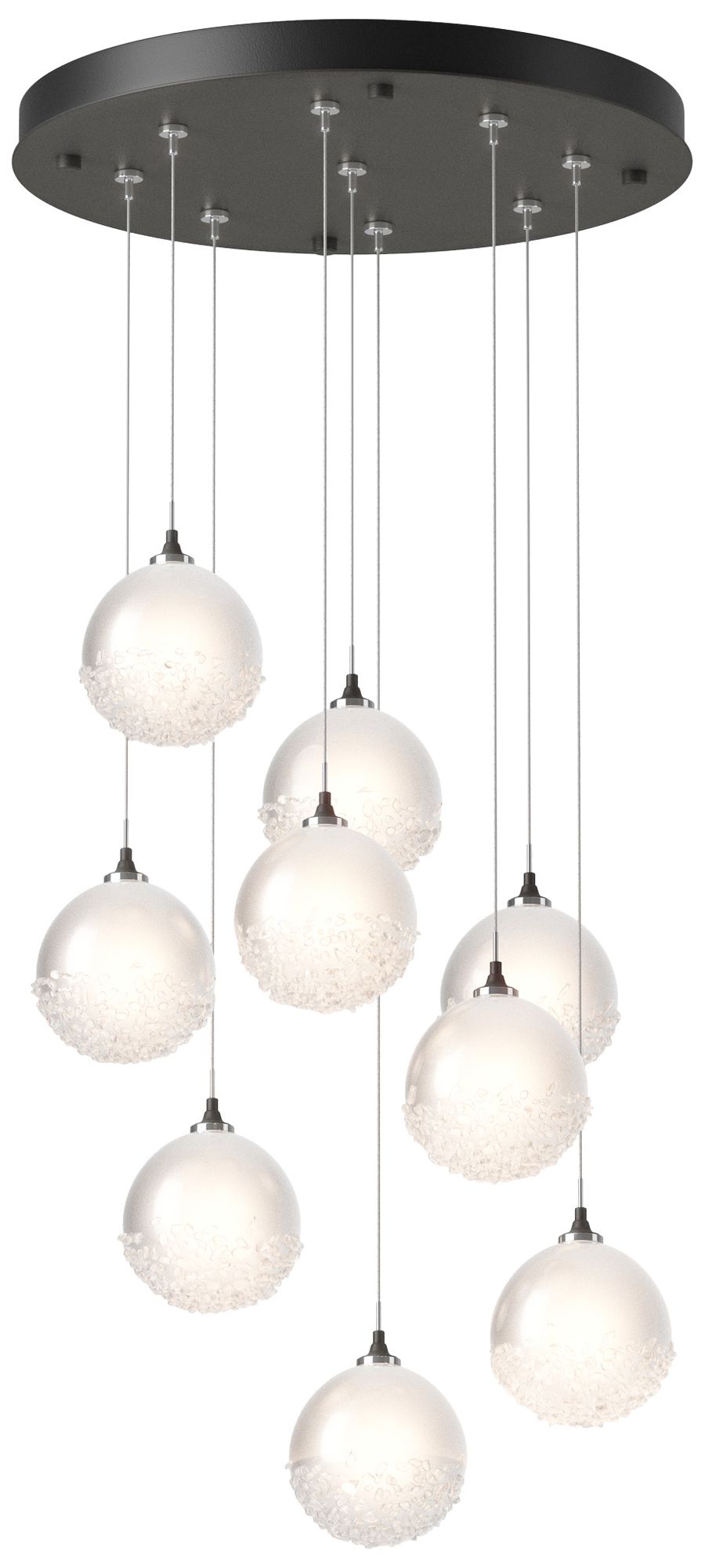 Fritz Globe 20.5"W 9-Light Iron Long Pendant w/Frosted Glass Made to O
