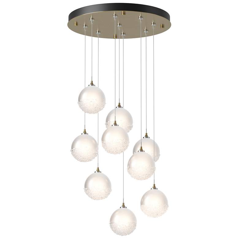 Image 1 Fritz Globe 20.5"W 9-Light Modern Brass Long Pendant w/ Frosted Glass