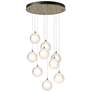 Fritz Globe 20.5"W 9-Light Modern Brass Standard Pendant w/ Frosted Sh