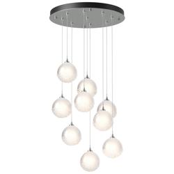 Fritz Globe 20.5&quot;W 9-Light Platinum Standard Pendant w/ Frosted Shade