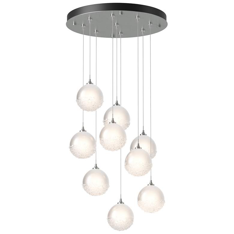 Image 1 Fritz Globe 20.5"W 9-Light Platinum Standard Pendant w/ Frosted Shade